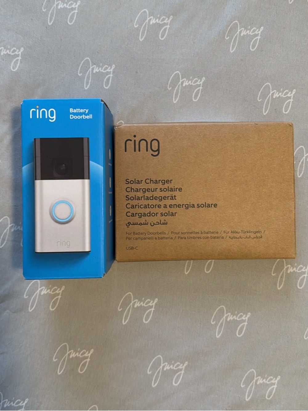 Ring Battery Doorbell with Solar Charger - White, Black, Kraft